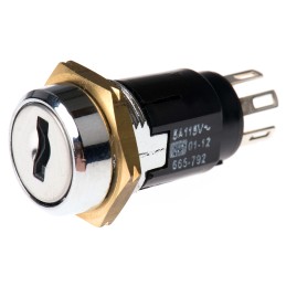 1 pcs - Key Switch, DPDT, 1 A @ 24V ac dc / 115V ac 2-Way Random-Key