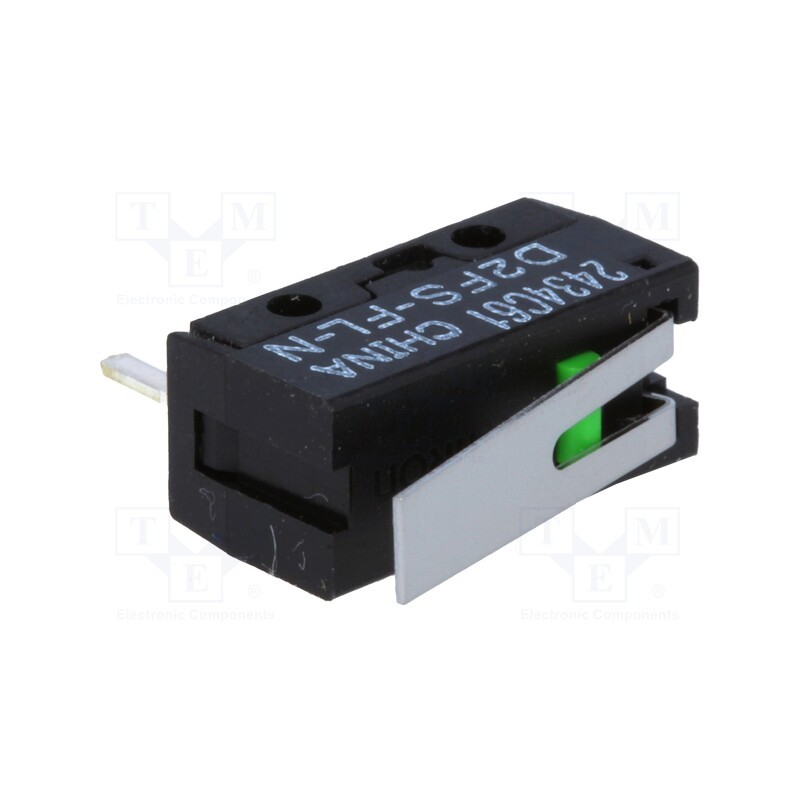 10 pcs : D2FS-FL-N - Microswitch SNAP ACTION, 0.1A/6VDC, with lever, SPST-NO, Pos: 2