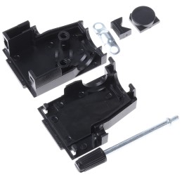 1 pcs - MH Connectors MHDSSK-T/P Series ABS Angled, Straight D Sub Backshell, 9 Way, Strain Relief