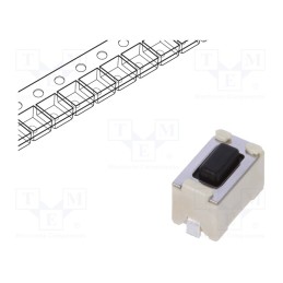 10 pcs : SKQMASE010 - Microswitch TACT, SPST, Pos: 2, 0.05A/12VDC, SMT, 1.6N, 6x3.5x3.5mm