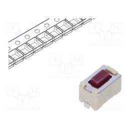 10 pcs : SKQMAQE010 - Microswitch TACT, SPST, Pos: 2, 0.05A/12VDC, SMT, 2.6N, 6x3.5x3.5mm