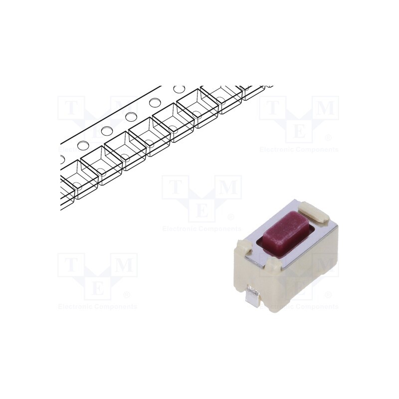 10 pcs : SKQMAQE010 - Microswitch TACT, SPST, Pos: 2, 0.05A/12VDC, SMT, 2.6N, 6x3.5x3.5mm