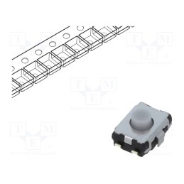 10 pcs : EVQP2D02Q - Microswitch TACT, SPST, Pos: 2, 0.02A/15VDC, SMT, none, 2.5mm, grey