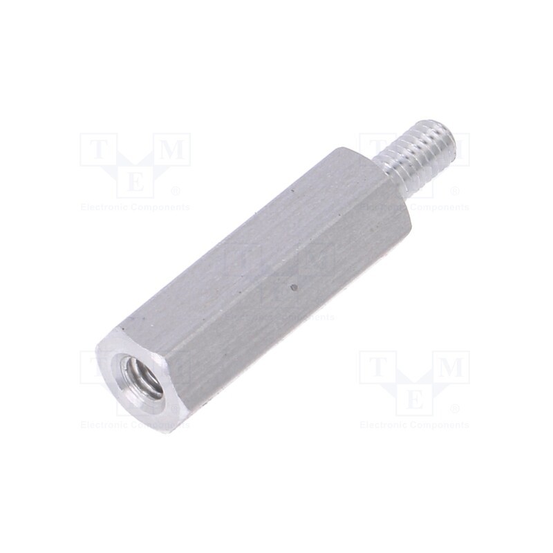50 pcs : 235X18 - Screwed spacer sleeve, 18mm, Int.thread: M3, Ext.thread: M3