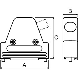 1 pcs - MH Connectors MHDVSL Series Zinc Angled D Sub Backshell, 15 Way, Strain Relief