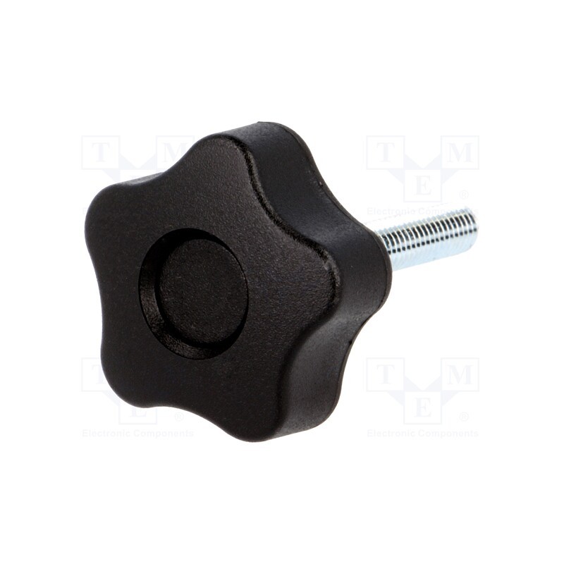10 pcs : VCT.32 P-M6X30 - Knob, Ø: 32mm, Ext.thread: M6, 30mm, H: 23mm, technopolymer PP