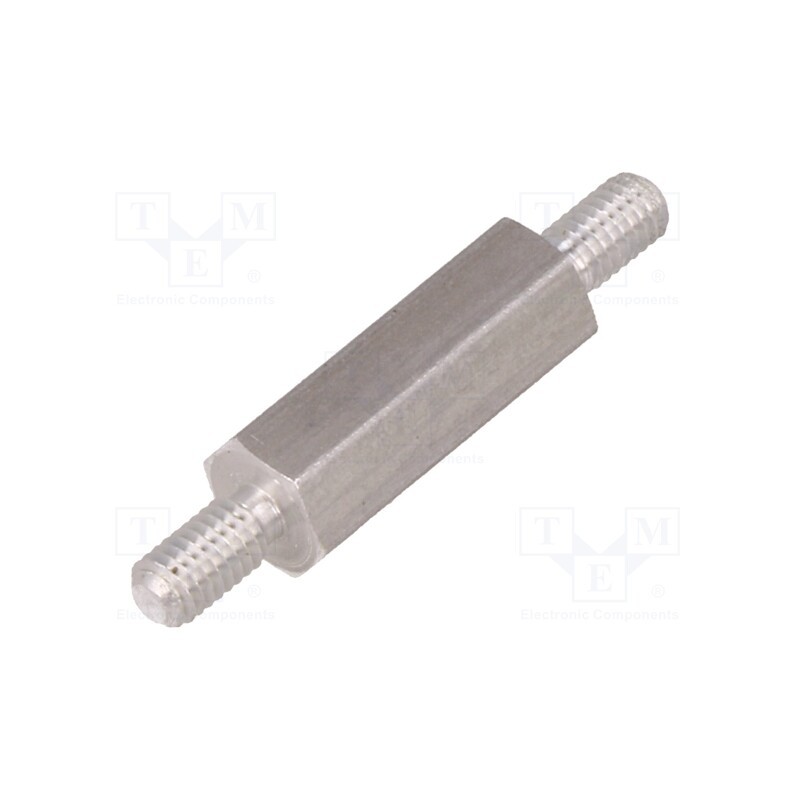 50 pcs : 434X15 - Screwed spacer sleeve, 15mm, Ext.thread: M3, hexagonal, aluminium