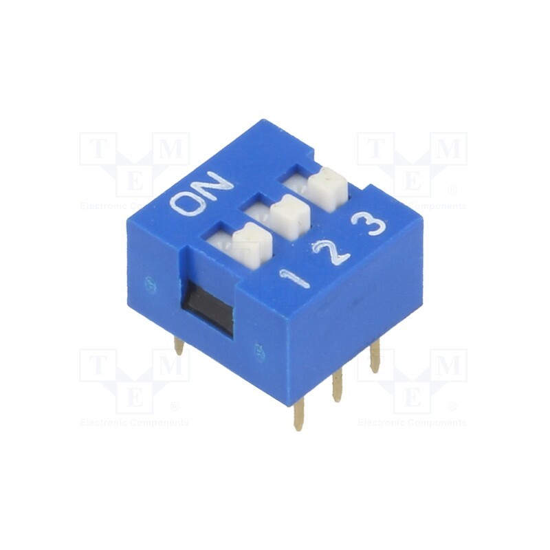10 pcs : - Switch: DIP-SWITCH, Poles number: 3, ON-OFF, 0.05A/12VDC, Pos: 2