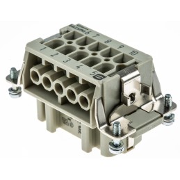 1 pcs - HARTING Heavy Duty Power Connector Insert, 16A, Female, Han E Series, 10 Contacts