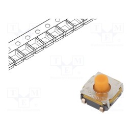 10 pcs : KSC442J 70 SH LFS - Microswitch TACT, SPST-NO, Pos: 2, 0.05A/32VDC, SMT, none, 4N, 5.2mm
