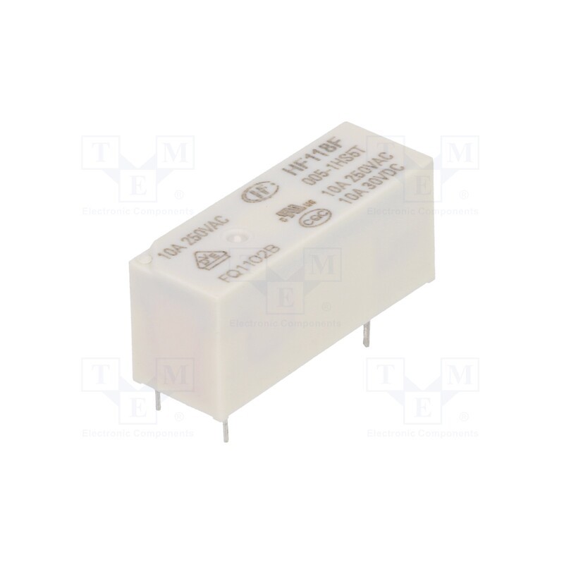 10 pcs : HF118F/005-1HS5T - Relay: electromagnetic, SPST-NO, Ucoil: 5VDC, 10A, 10A/250VAC, PCB