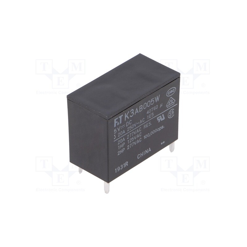 10 pcs : FTR-K3AB005W - Relay: electromagnetic, SPST-NO, Ucoil: 5VDC, 25A, Series: FTR-K3