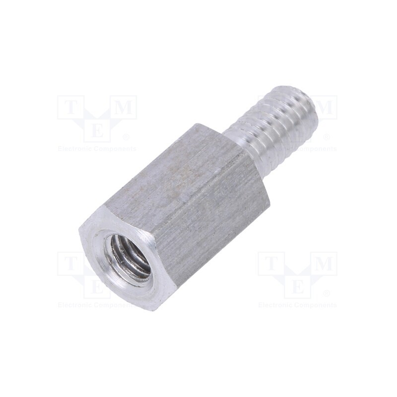 50 pcs : 236X10 - Screwed spacer sleeve, 10mm, Int.thread: M4, Ext.thread: M4