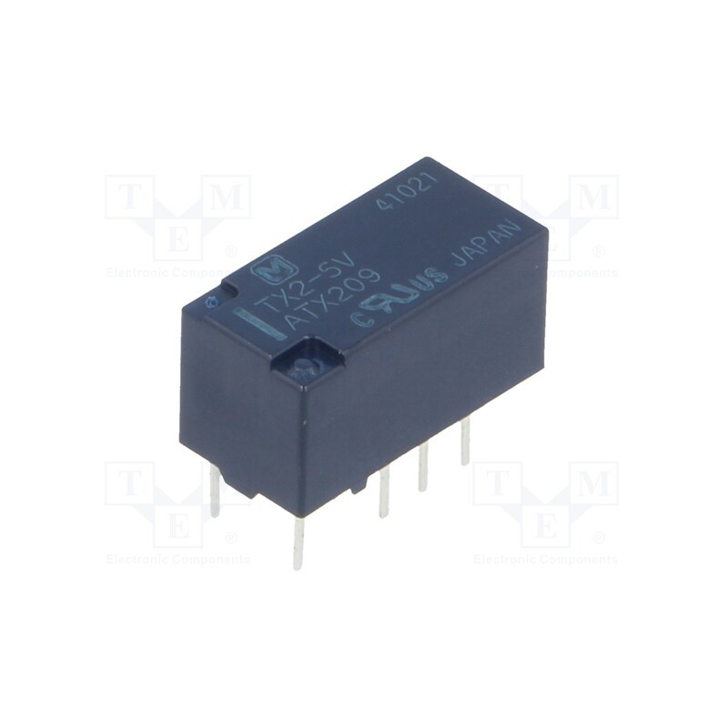 10 pcs : TX2-5V - Relay: electromagnetic, DPDT, Ucoil: 5VDC, Icontacts max: 2A, PCB
