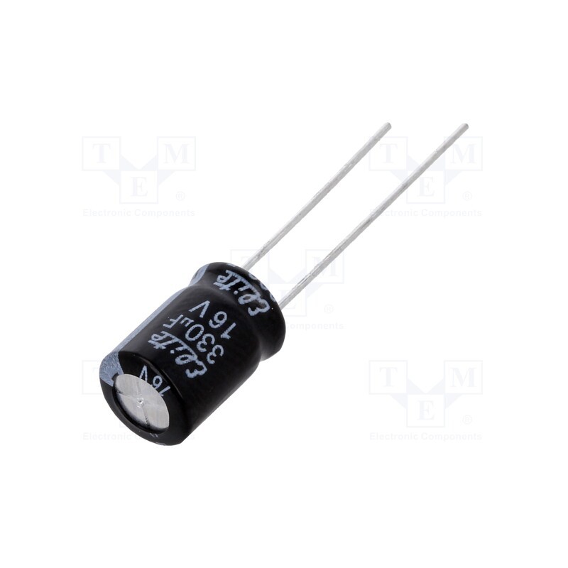 50 pcs : PF1C331MNN0812 - Capacitor: electrolytic, THT, 330uF, 16VDC, Ø8x11.5mm, Pitch: 3.5mm