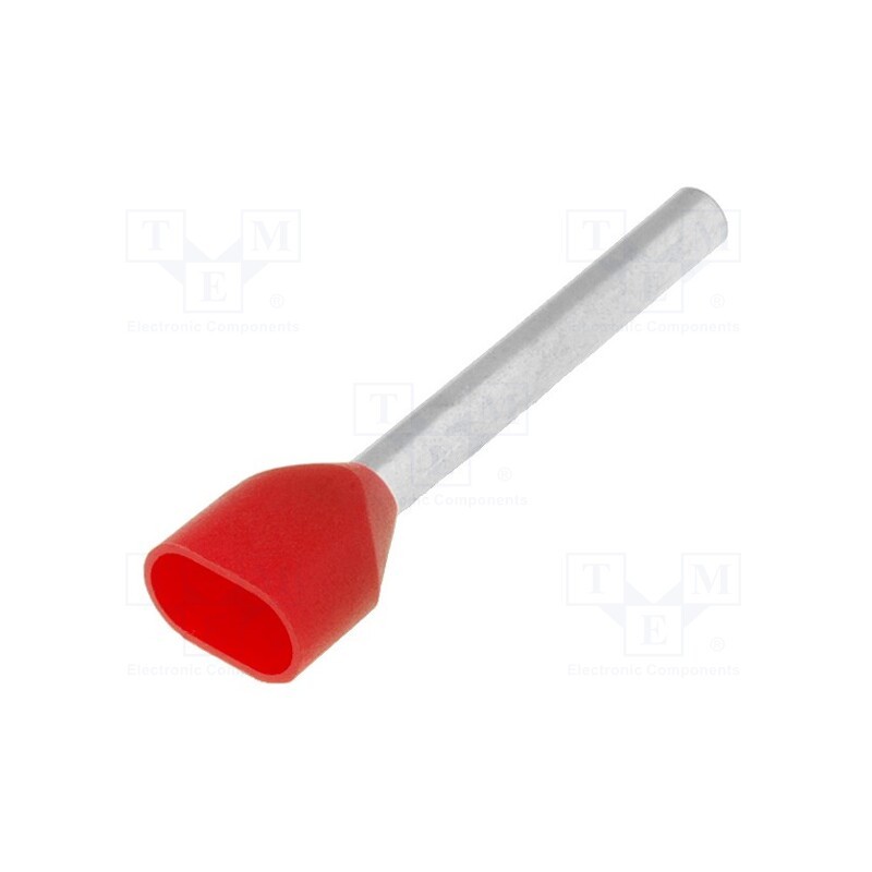 50 pcs : 9037460000 H1,0/25D ZH R - Tip: bootlace ferrule, insulated,double, copper, 1mm2, 18mm, red