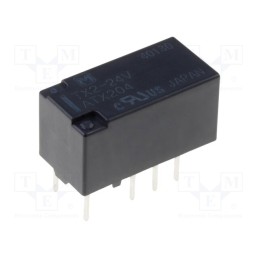 10 pcs : TX2-24V - Relay: electromagnetic, DPDT, Ucoil: 24VDC, Icontacts max: 2A, PCB