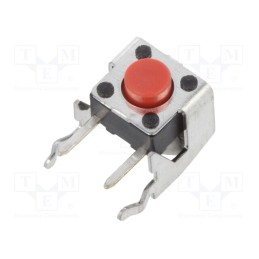 10 pcs : SKHHLPA010 - Microswitch TACT, SPST-NO, Pos: 2, 0.05A/12VDC, THT, 2.55N, round