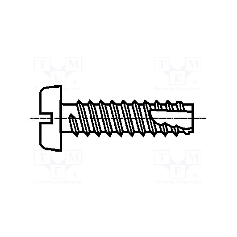 500 pcs : 1381024 - Screw, 2.2x9.5, Head: cheese head, slotted, 0,6mm, hardened steel