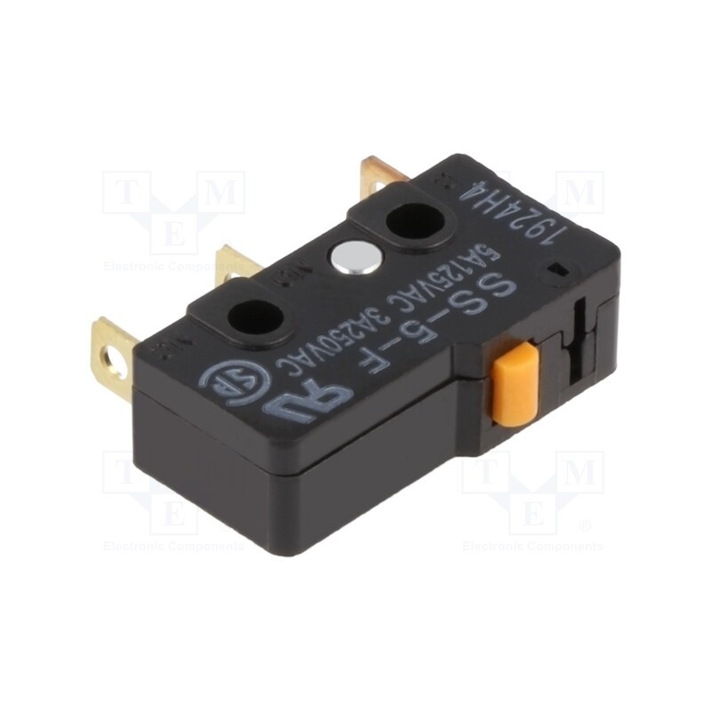 10 pcs : SS-5-F - Microswitch SNAP ACTION, 5A/125VAC, without lever, SPDT, ON-(ON)