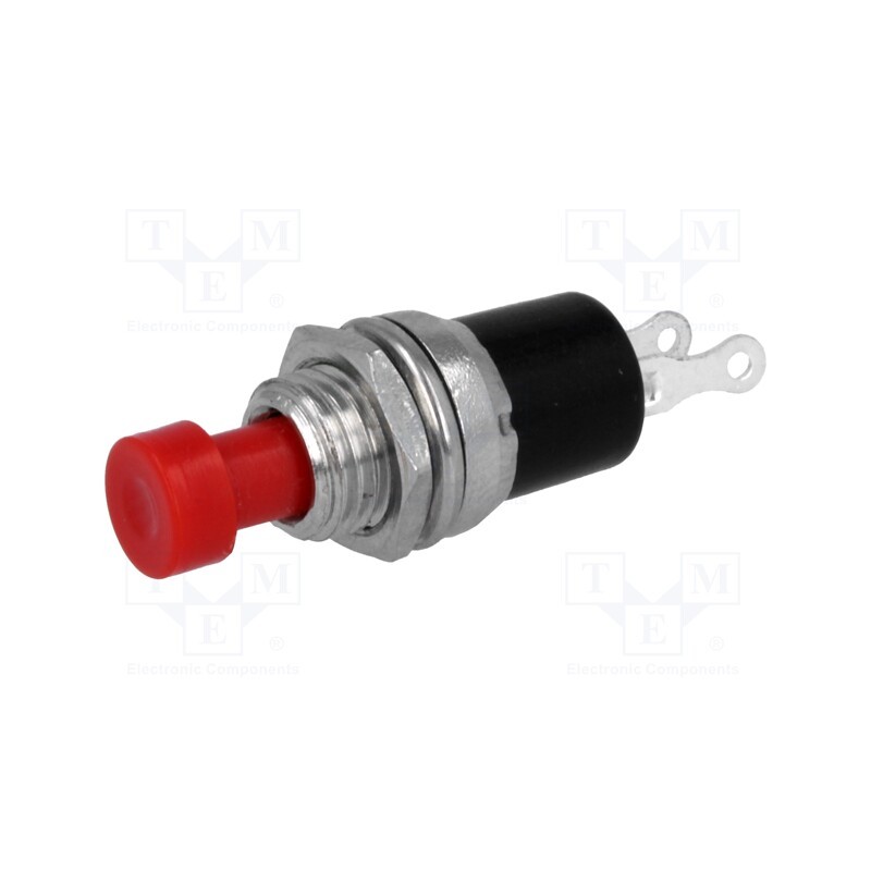 10 pcs : PS10BRD - Switch: push-button, Pos: 2, SPST-NO, 1A/250VAC, OFF-(ON), on panel