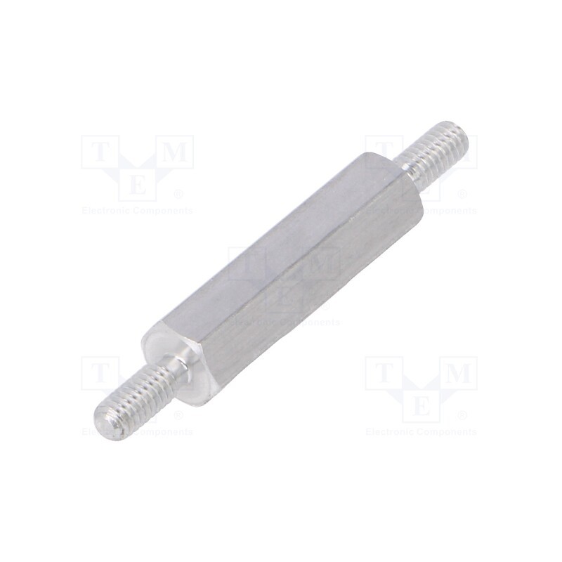 50 pcs : 432X18 - Screwed spacer sleeve, 18mm, Ext.thread: M2,5, hexagonal