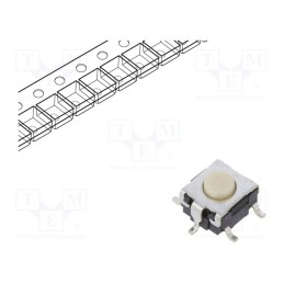 10 pcs : B3S1100P - Microswitch TACT, SPST-NO, Pos: 2, 0.05A/24VDC, SMT, none, 1.57N