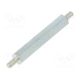 50 pcs : 425X35 - Screwed spacer sleeve, 35mm, Ext.thread: M3, hexagonal, steel