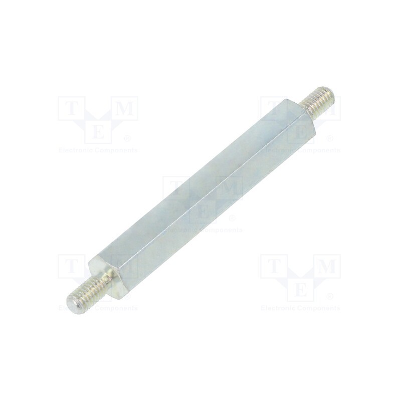 50 pcs : 425X35 - Screwed spacer sleeve, 35mm, Ext.thread: M3, hexagonal, steel