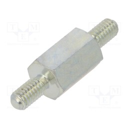 50 pcs : 427X12 - Screwed spacer sleeve, 12mm, Ext.thread: M4, hexagonal, steel