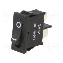 10 pcs : RD1113112R - ROCKER, SPST, Pos: 2, OFF-ON, 6A/250VAC, black, Rcont max: 35mΩ, RD1