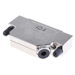 1 pcs - Amphenol ICC 8655MHR Series Die Cast Zinc Angled D Sub Backshell, 37 Way, Strain Relief