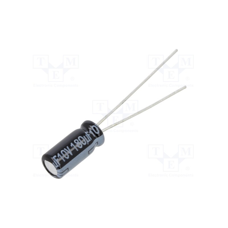 10 pcs : EEUFS1A181 - Capacitor: electrolytic, low ESR, THT, 180uF, 10VDC, Ø5x11mm, ±20%