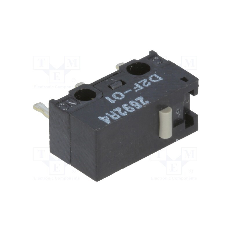 10 pcs : D2F-01 - Microswitch SNAP ACTION, 0.1A/30VDC, without lever, SPDT, Pos: 2