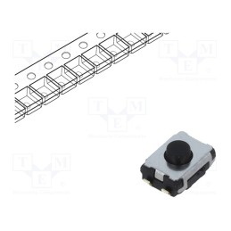 10 pcs : EVQP2F02K - Microswitch TACT, SPST, Pos: 2, 0.02A/15VDC, SMT, none, 2.5mm, black