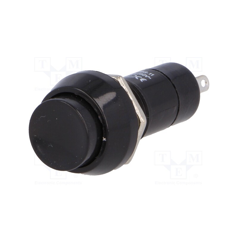 10 pcs : PS11BBK - Switch: push-button, Pos: 2, SPST-NO, 1A/250VAC, OFF-(ON), Ø12mm