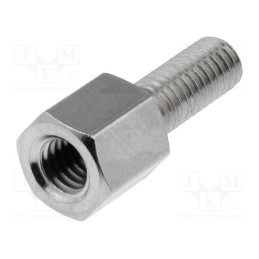 50 pcs : ZDM355258 - Screwed spacer sleeve, 5mm, Int.thread: M3, Ext.thread: M3, brass