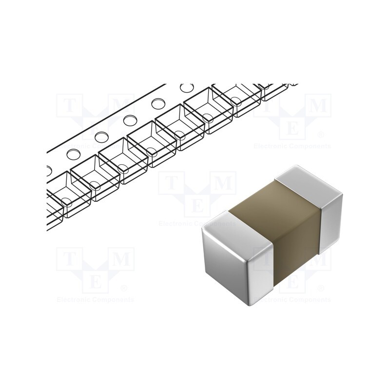 500 pcs : GRM0335C1H6R8BA01D - Capacitor: ceramic, MLCC, 6.8pF, 50V, C0G (NP0), ±0.1pF, SMD, 0201