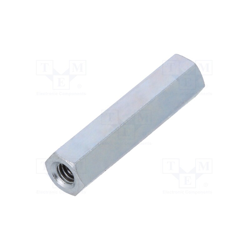 50 pcs : 126X30 - Screwed spacer sleeve, 30mm, Int.thread: M4, hexagonal, steel