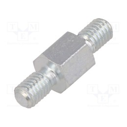 50 pcs : 428X08 - Screwed spacer sleeve, 8mm, Ext.thread: M5, hexagonal, steel, zinc