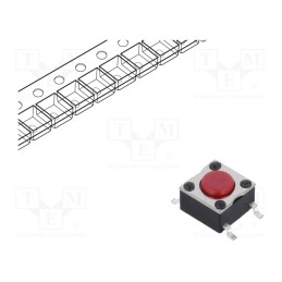 10 pcs : TSS 61 R - Microswitch TACT, SPST-NO, Pos: 2, 0.05A/12VDC, SMD, none, 2.5N