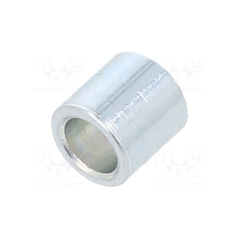 50 pcs : 325/3.4X05 - Spacer sleeve, 5mm, cylindrical, brass, nickel, Out.diam: 5mm