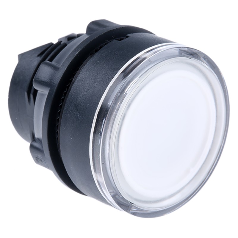 1 pcs - Schneider Electric ZB5 Series White Illuminated Spring Return Push Button Head, 22mm Cutout, IP66, IP67, IP69K