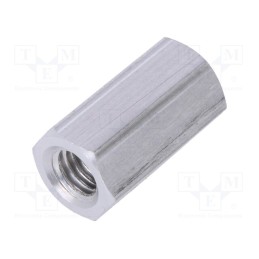 50 pcs : 138X15 - Screwed spacer sleeve, 15mm, Int.thread: M5, hexagonal, aluminium