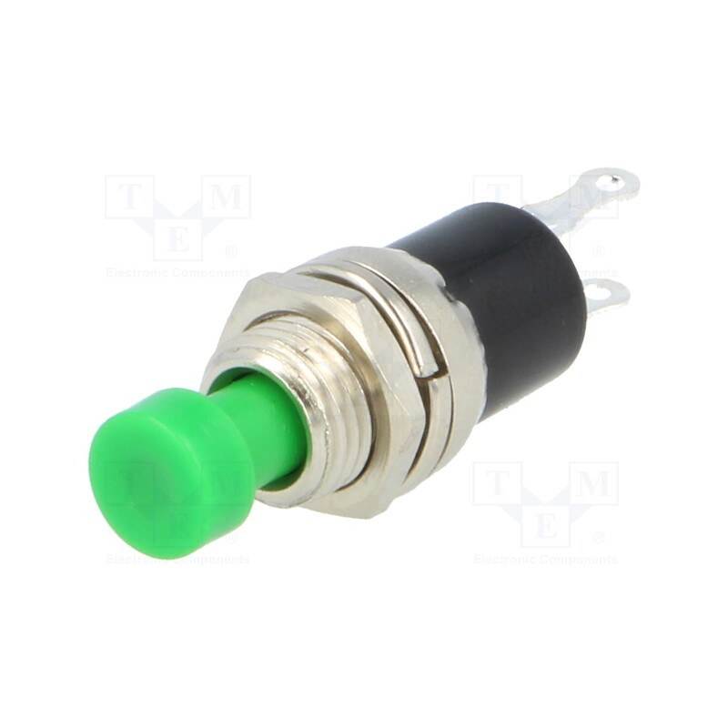 10 pcs : PS10BGN - Switch: push-button, Pos: 2, SPST-NO, 1A/250VAC, OFF-(ON), on panel