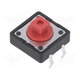10 pcs : TS 24 R - Microswitch TACT, SPST-NO, Pos: 2, 0.05A/12VDC, PCB,THT, none, 2.6N