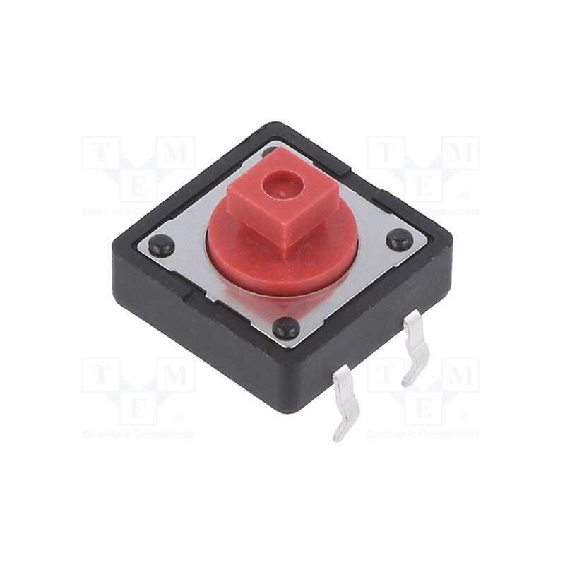 10 pcs : TS 24 R - Microswitch TACT, SPST-NO, Pos: 2, 0.05A/12VDC, PCB,THT, none, 2.6N