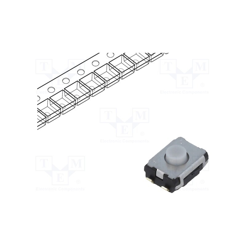 10 pcs : EVQP2K02Q - Microswitch TACT, SPST, Pos: 2, 0.02A/15VDC, SMT, none, 2.5mm, grey