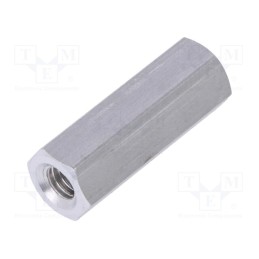50 pcs : 136X20 - Screwed spacer sleeve, 20mm, Int.thread: M4, hexagonal, aluminium