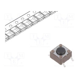 10 pcs : TSS 61 K - Microswitch TACT, SPST-NO, Pos: 2, 0.05A/12VDC, SMD, none, 1N, 800um